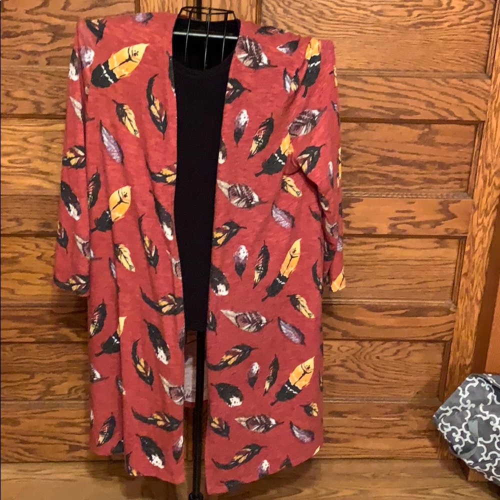 Long feather cardigan with pockets